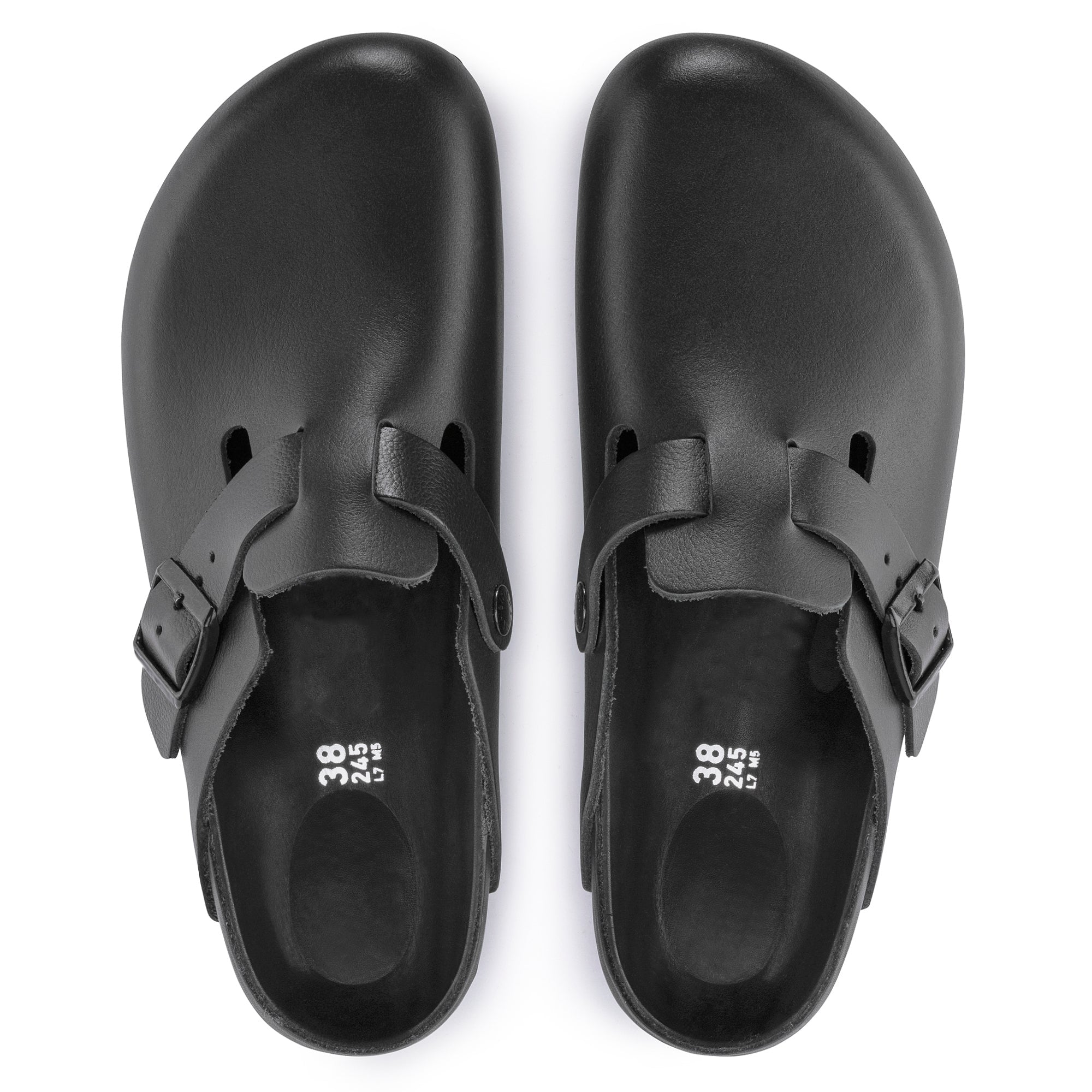 Closed-Toe cork slides Exquisite | Leather | Black