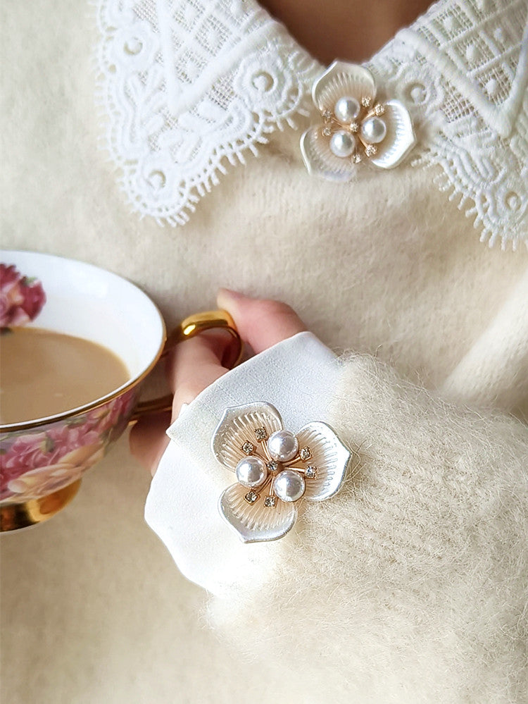 Sweet White Violets | 1 Set 2 Pieces