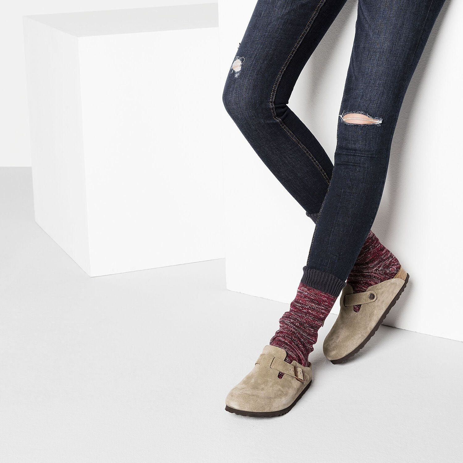 Closed-Toe cork slides | Soft Footbed | Suede | Taupe